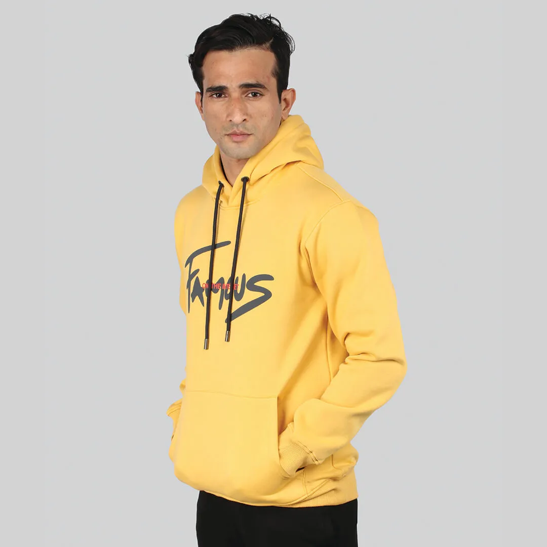 Graphic Print Hoodie SweatShirt - Ocher