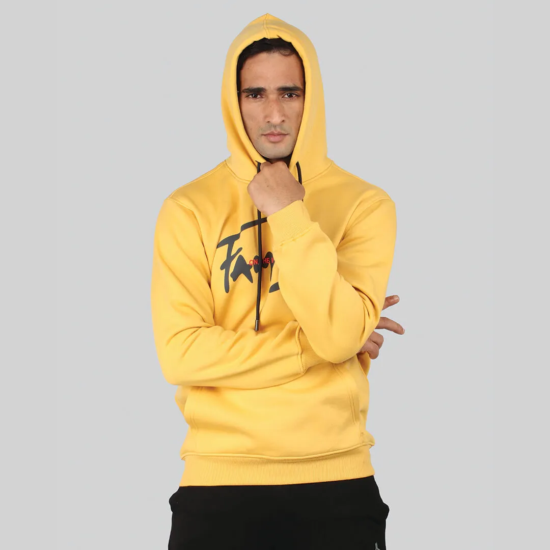 Graphic Print Hoodie SweatShirt - Ocher