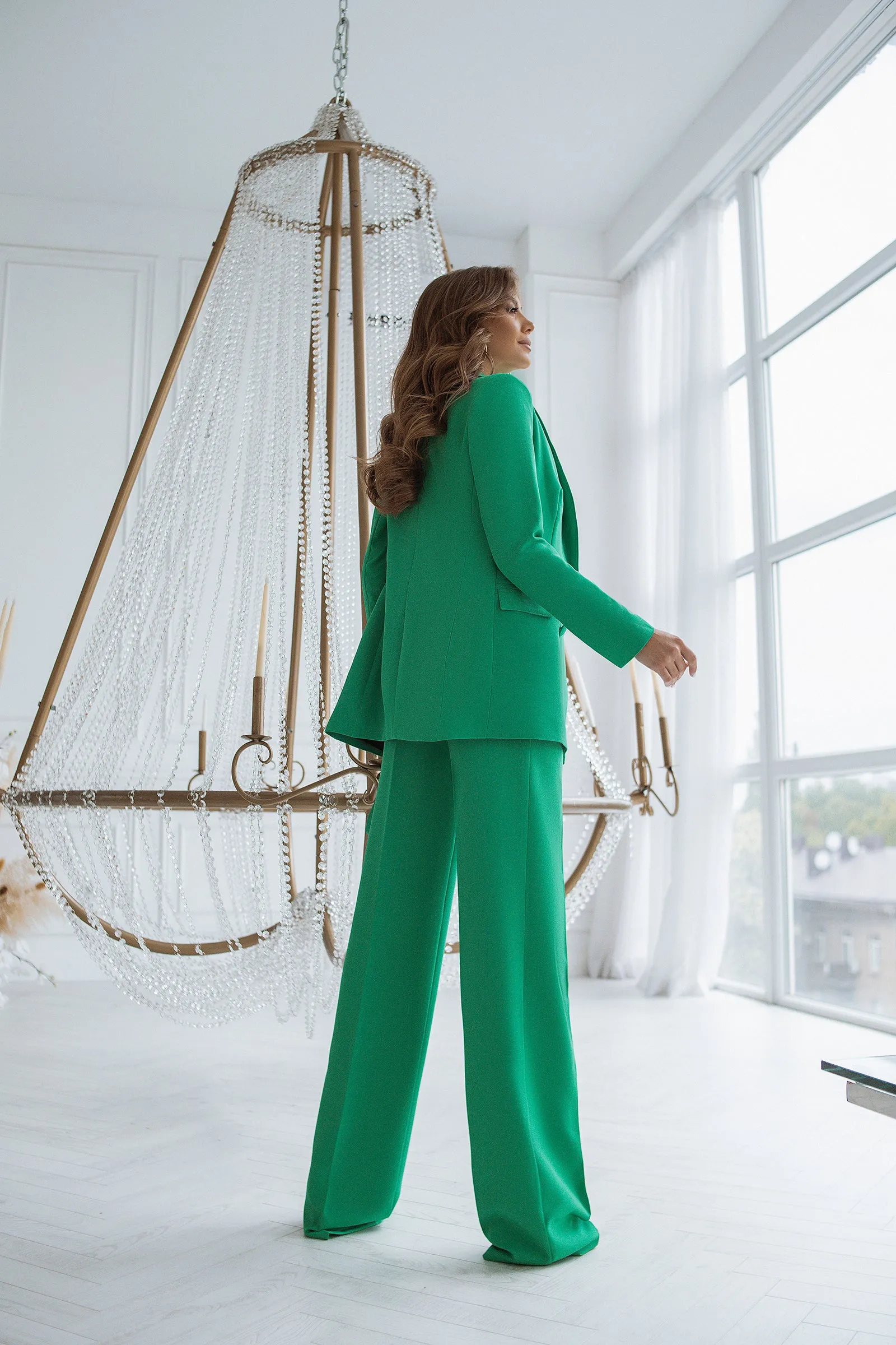 Green Belted Double Breasted Suit 2-Piece
