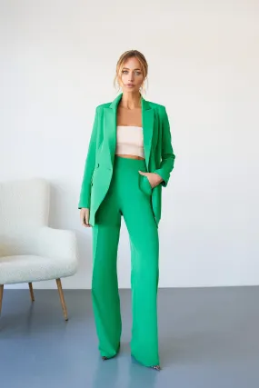 Green Belted Double Breasted Suit 2-Piece