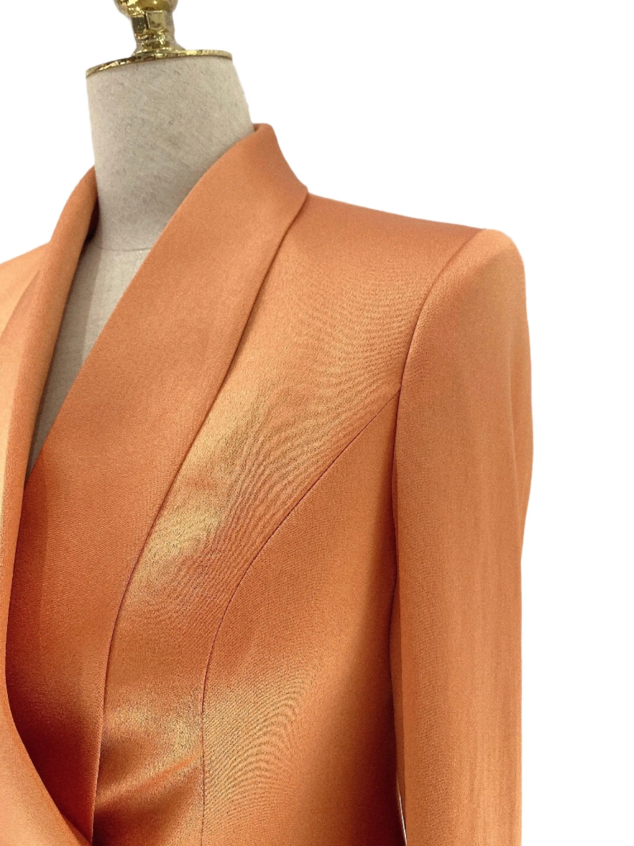 High-End fine Silk Satin Two-Piece Pant Suit