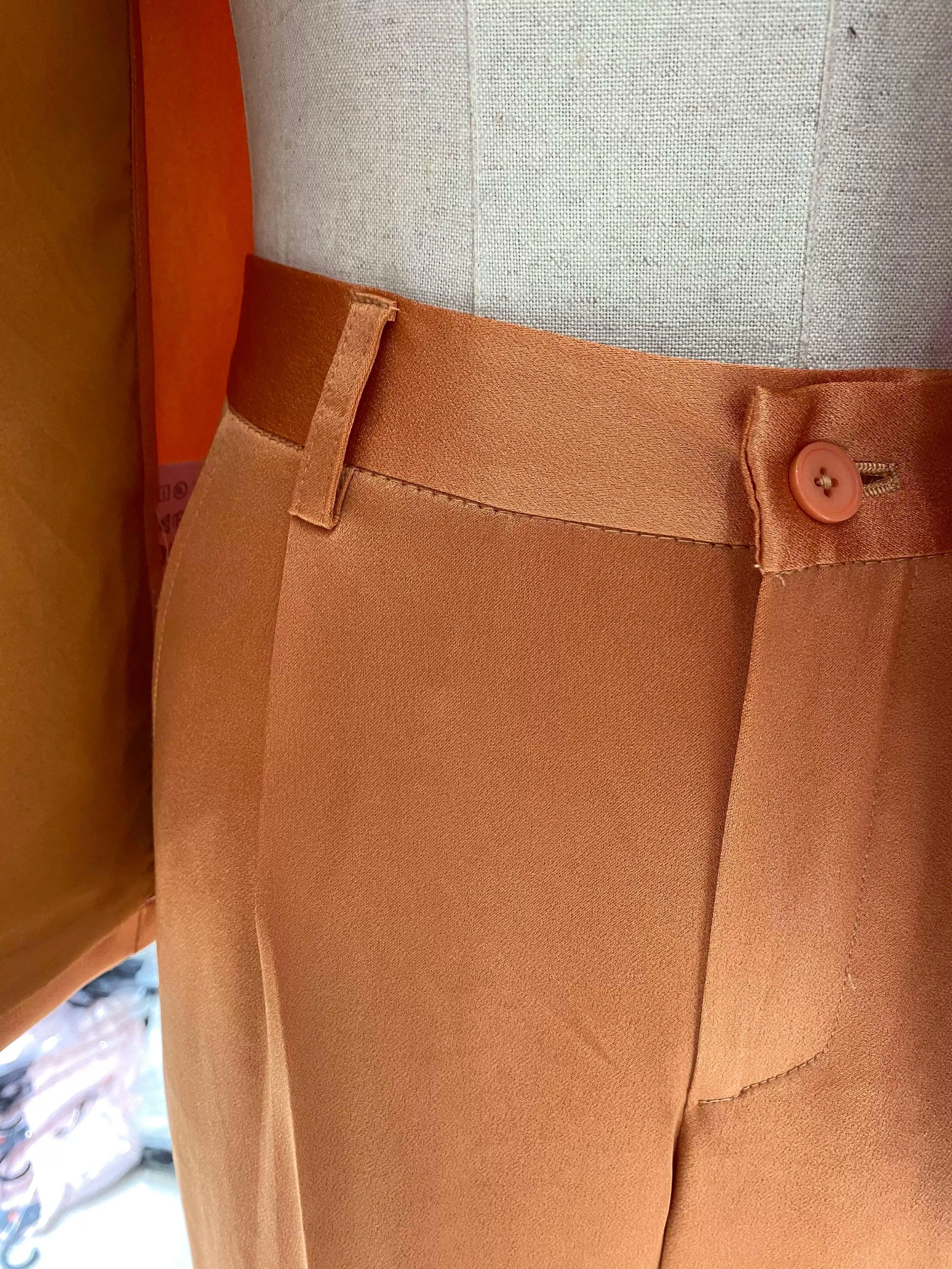 High-End fine Silk Satin Two-Piece Pant Suit