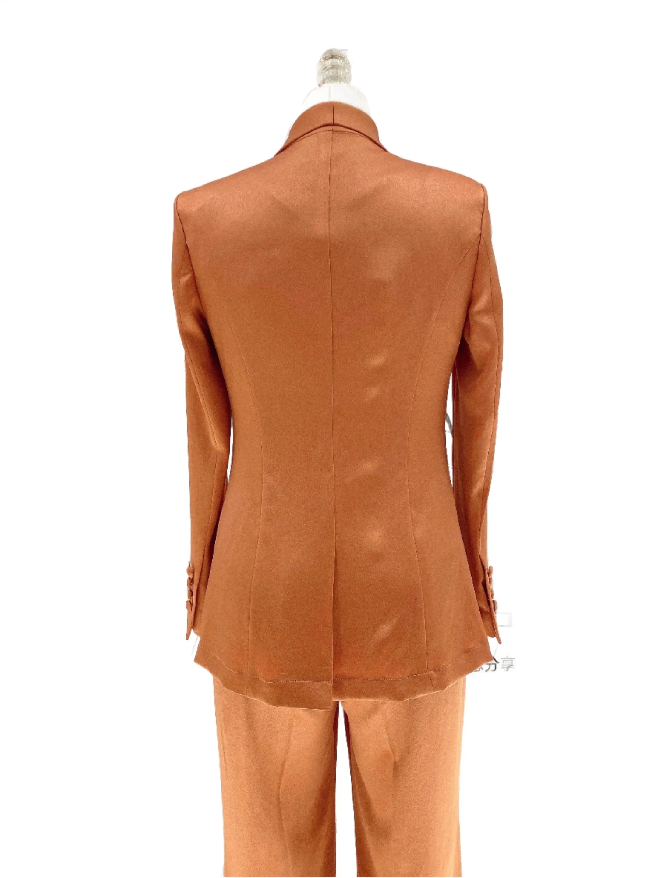 High-End fine Silk Satin Two-Piece Pant Suit