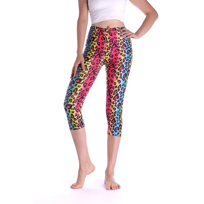 High Waisted Floral Fitness Leggings Women Capris Printing