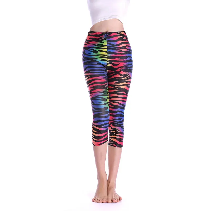 High Waisted Floral Fitness Leggings Women Capris Printing