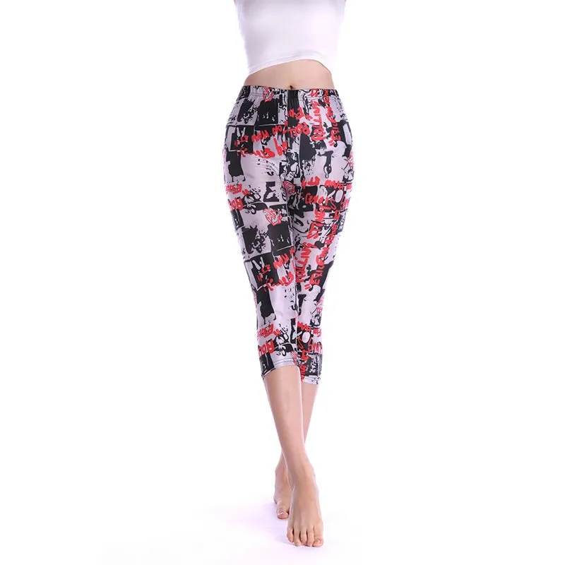 High Waisted Floral Fitness Leggings Women Capris Printing