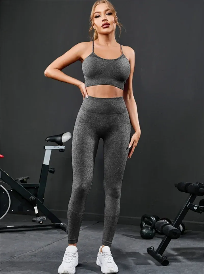 High-Waisted Yoga Set with Sports Bra and Leggings
