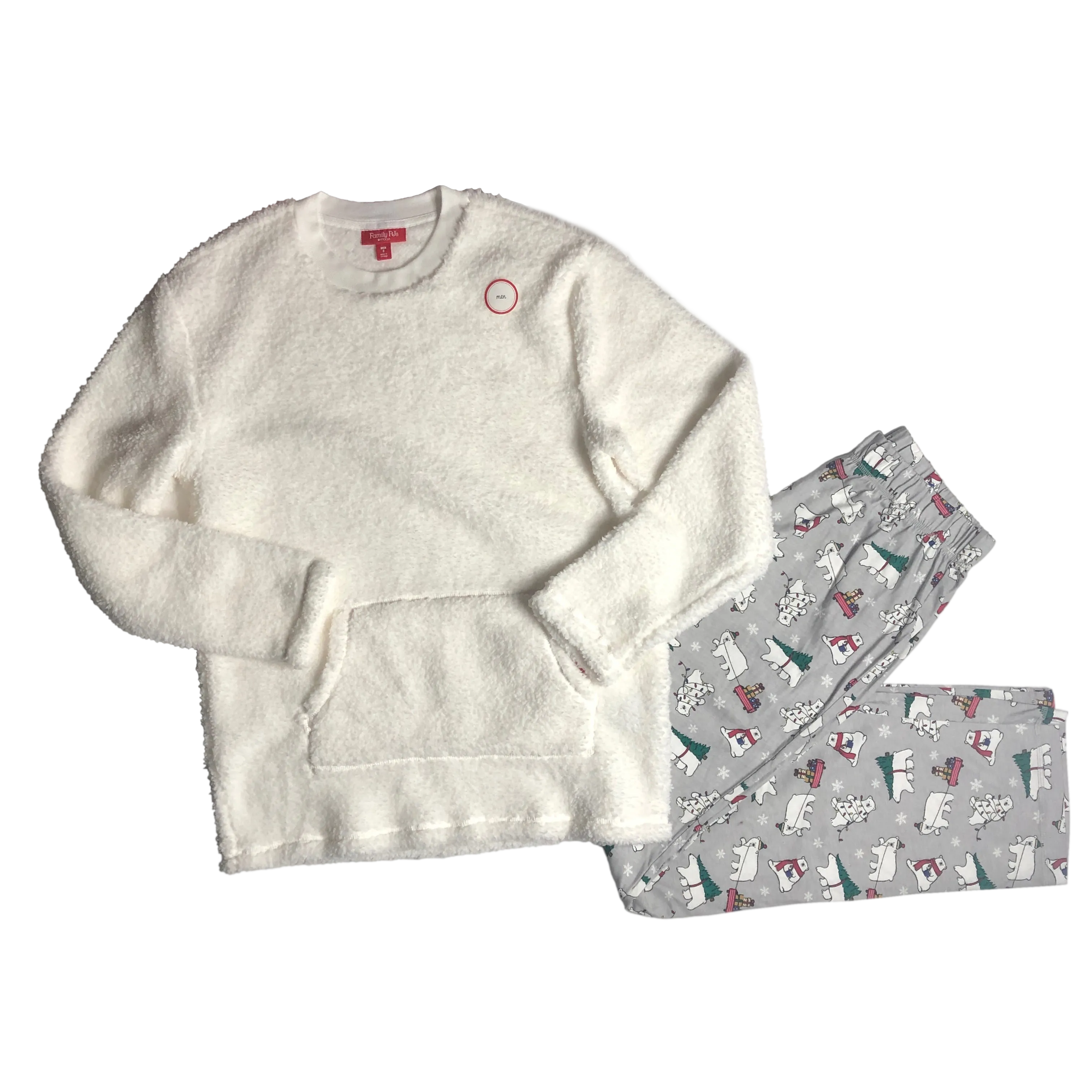 Holiday Family PJs Grey, White Polar Bears 2 Piece Set - Size Small