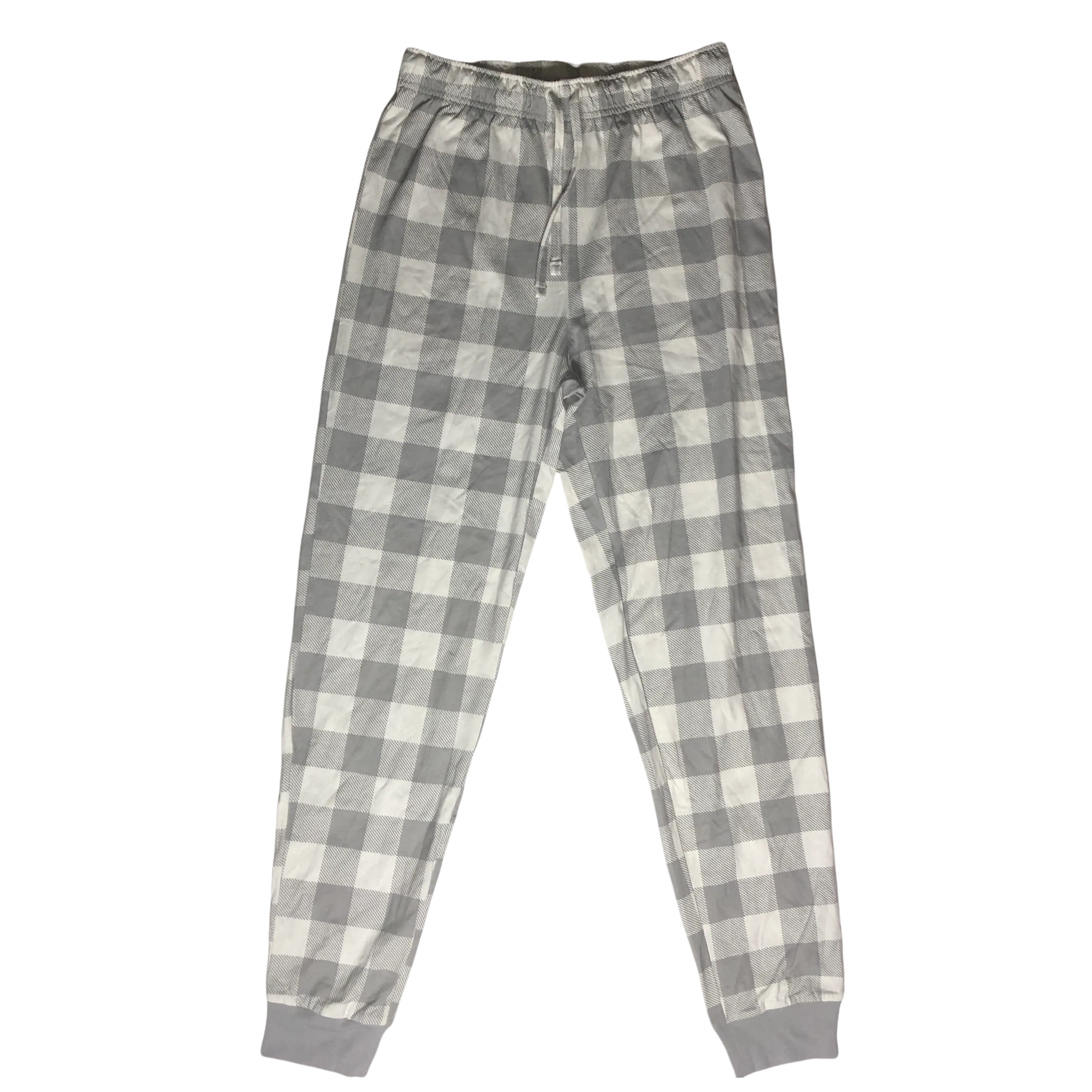Holiday Family PJs White and Grey Buffalo Check 2 Piece Set - Size Small