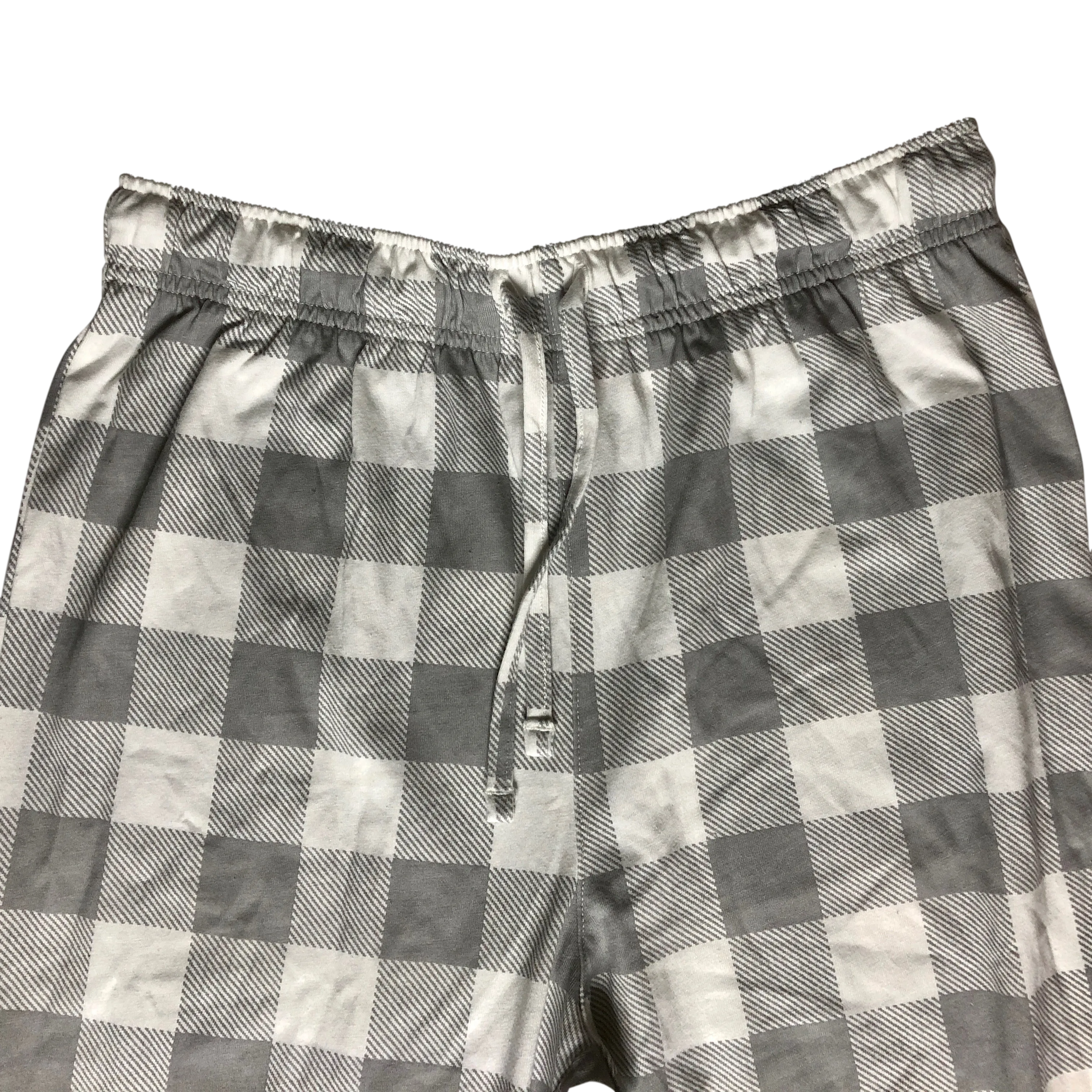 Holiday Family PJs White and Grey Buffalo Check 2 Piece Set - Size Small