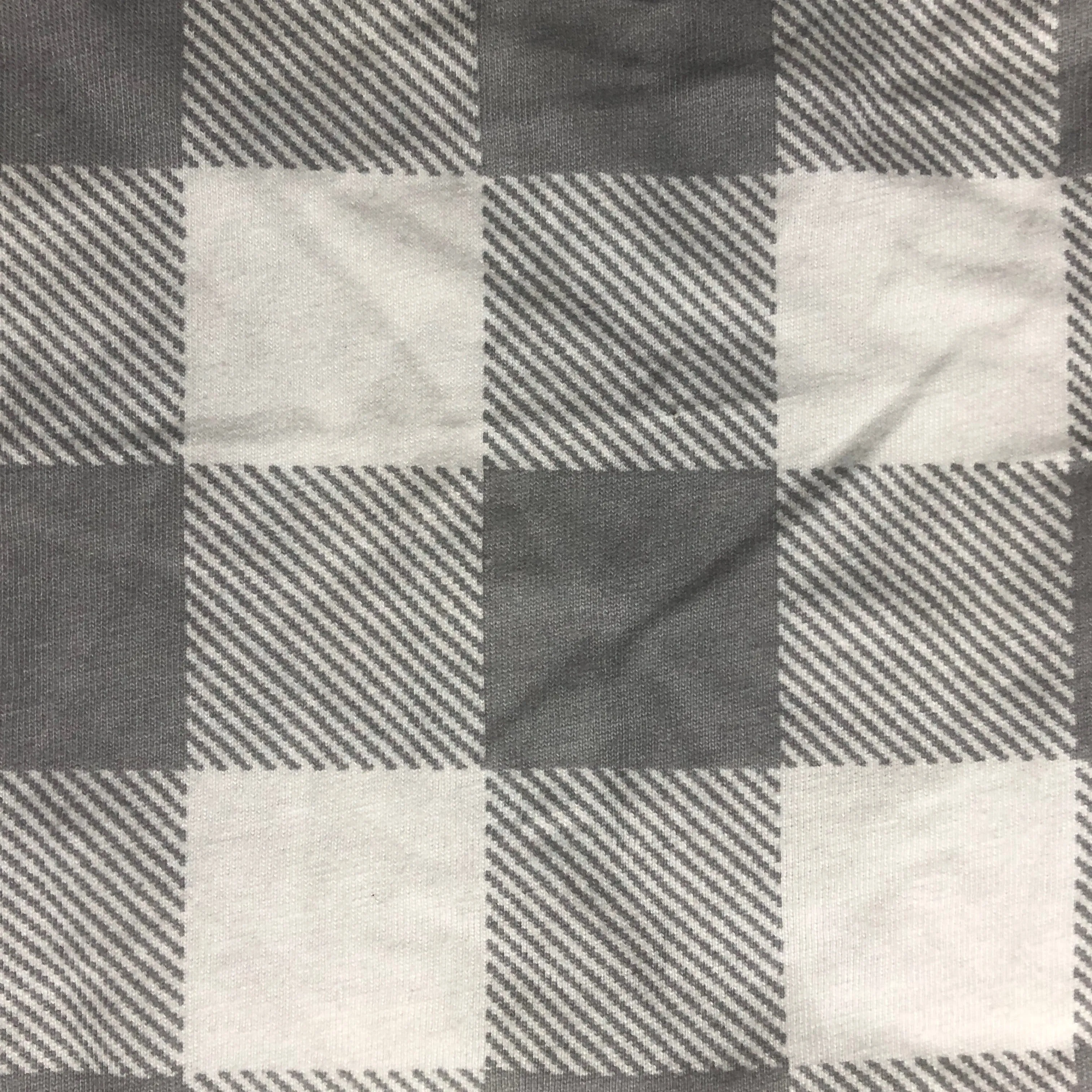 Holiday Family PJs White and Grey Buffalo Check 2 Piece Set - Size Small