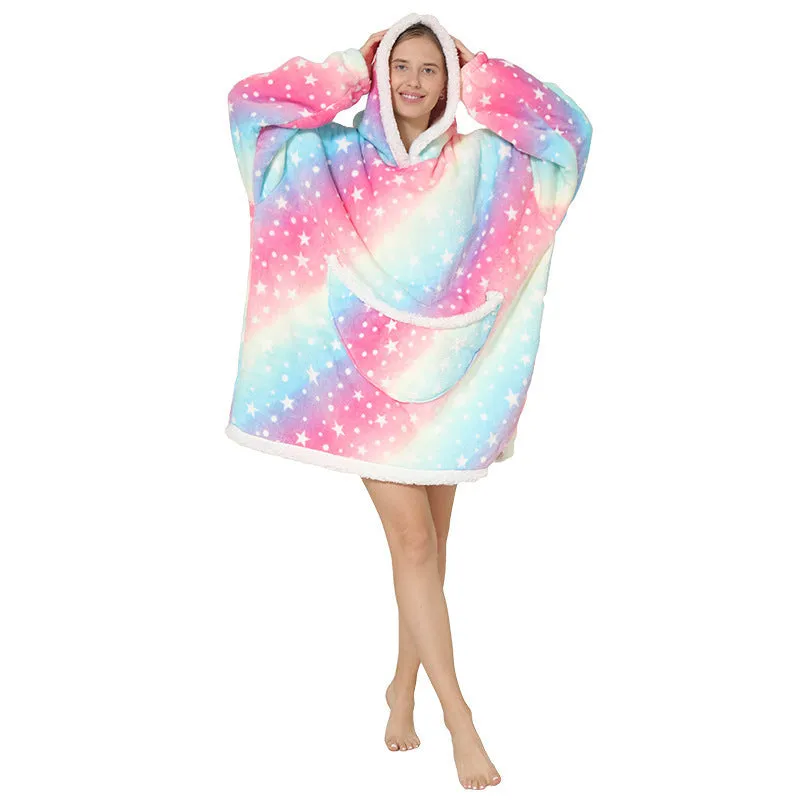 Hoodies Blankets Fleece Warm Lazy Pajamas Home Wearable Blanket