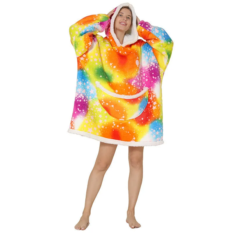 Hoodies Blankets Fleece Warm Lazy Pajamas Home Wearable Blanket