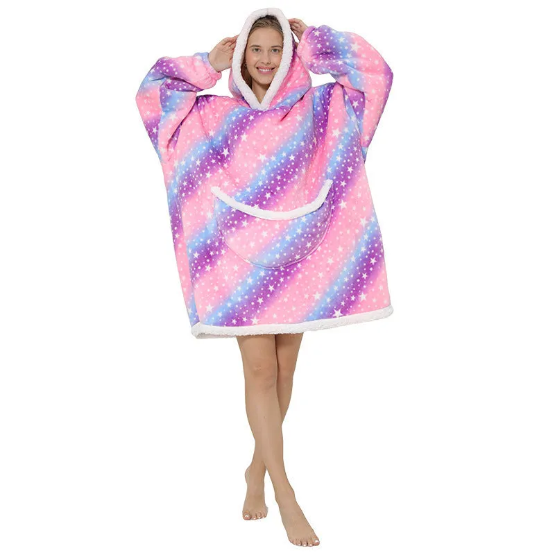 Hoodies Blankets Fleece Warm Lazy Pajamas Home Wearable Blanket
