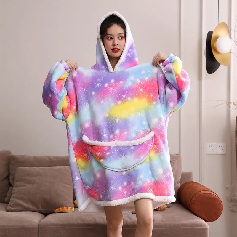 Hoodies Blankets Fleece Warm Lazy Pajamas Home Wearable Blanket