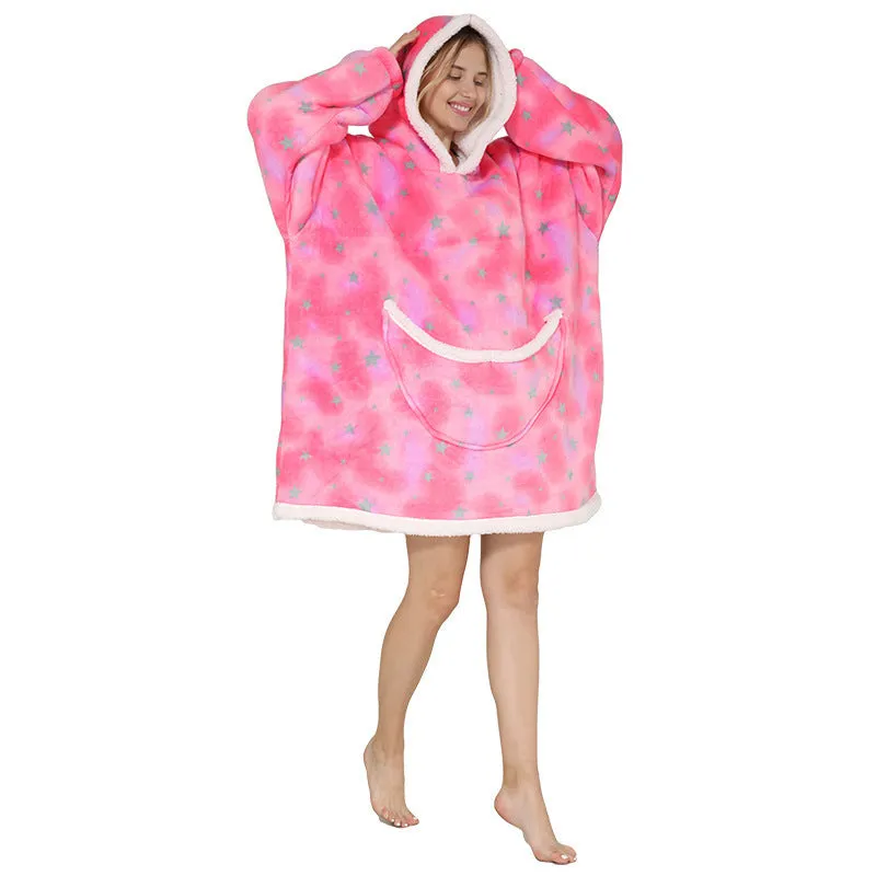 Hoodies Blankets Fleece Warm Lazy Pajamas Home Wearable Blanket