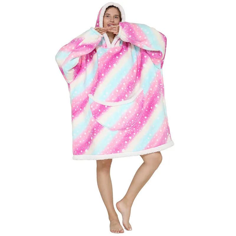Hoodies Blankets Fleece Warm Lazy Pajamas Home Wearable Blanket