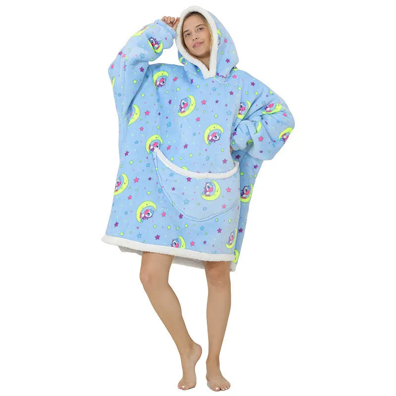 Hoodies Blankets Thickened Warm Pajamas Lazy Clothes Flannel Nightgown