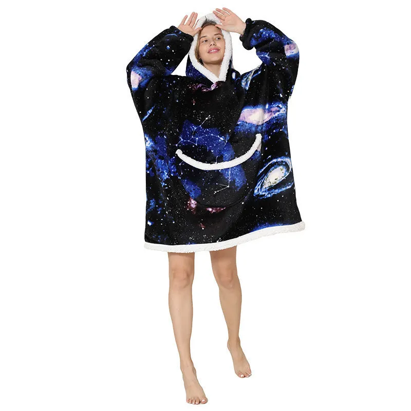 Hoodies Blankets Thickened Warm Pajamas Lazy Clothes Flannel Nightgown