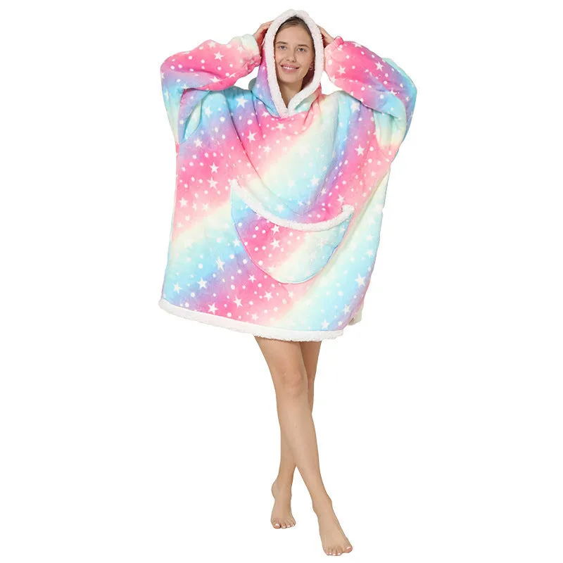 Hoodies Blankets Thickened Warm Pajamas Lazy Clothes Flannel Nightgown