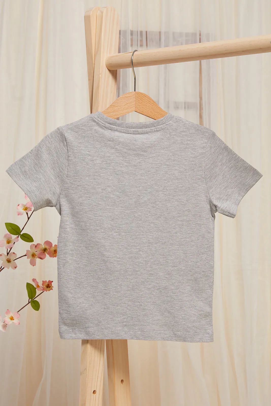 Infant Boys Grey Shark Printed T-Shirt