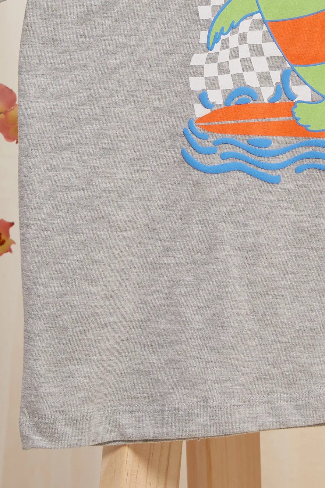 Infant Boys Grey Shark Printed T-Shirt