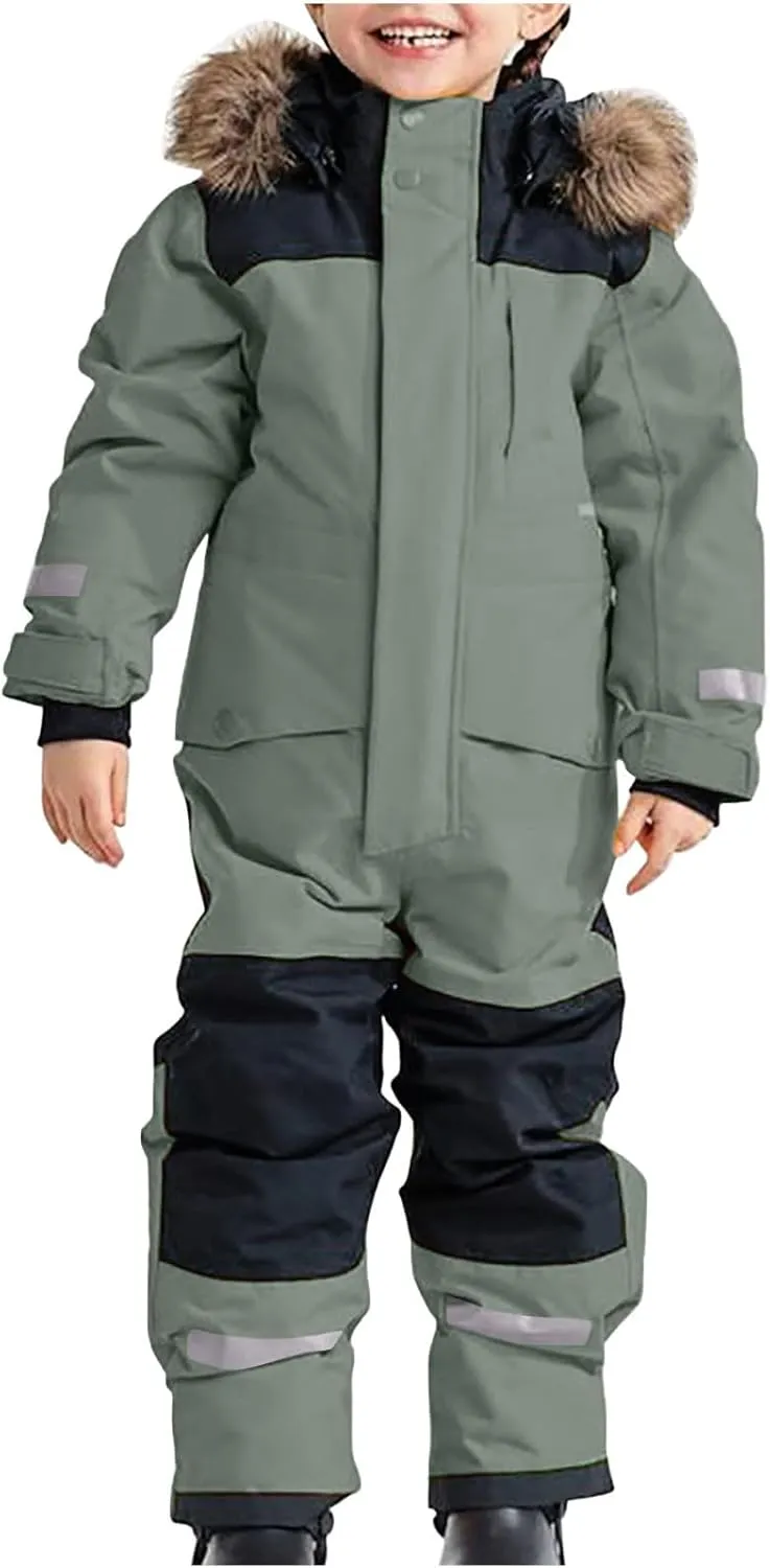 Kids Girls Boys Snow Suits One Piece Snowsuits Winter Warm Outdoor Ski Suits Waterproof Windproof Snowboard Jumpsuits