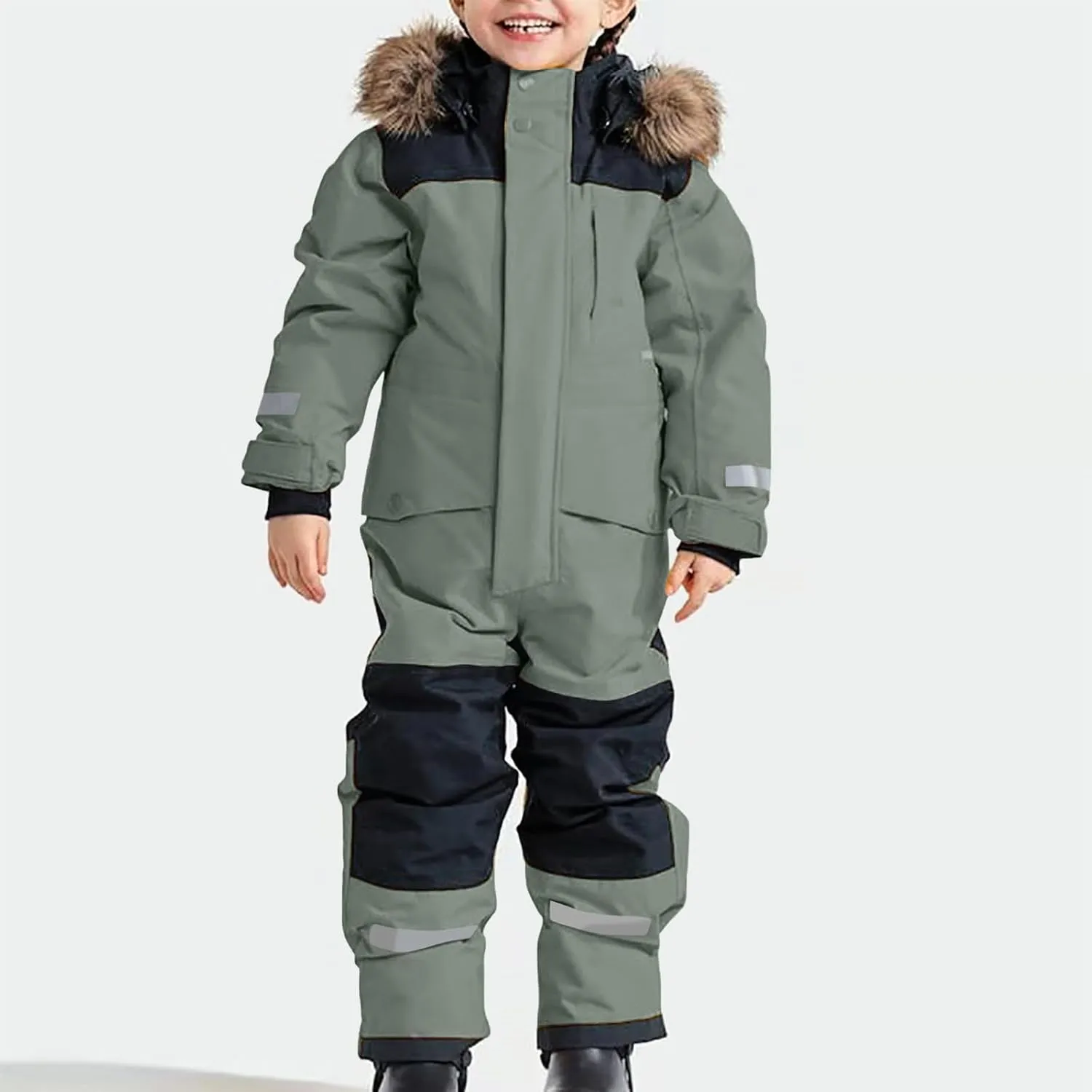 Kids Girls Boys Snow Suits One Piece Snowsuits Winter Warm Outdoor Ski Suits Waterproof Windproof Snowboard Jumpsuits