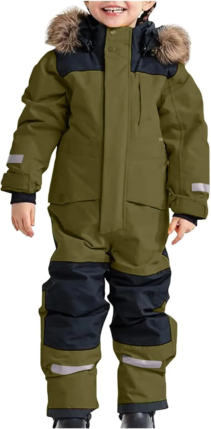 Kids Girls Boys Snow Suits One Piece Snowsuits Winter Warm Outdoor Ski Suits Waterproof Windproof Snowboard Jumpsuits