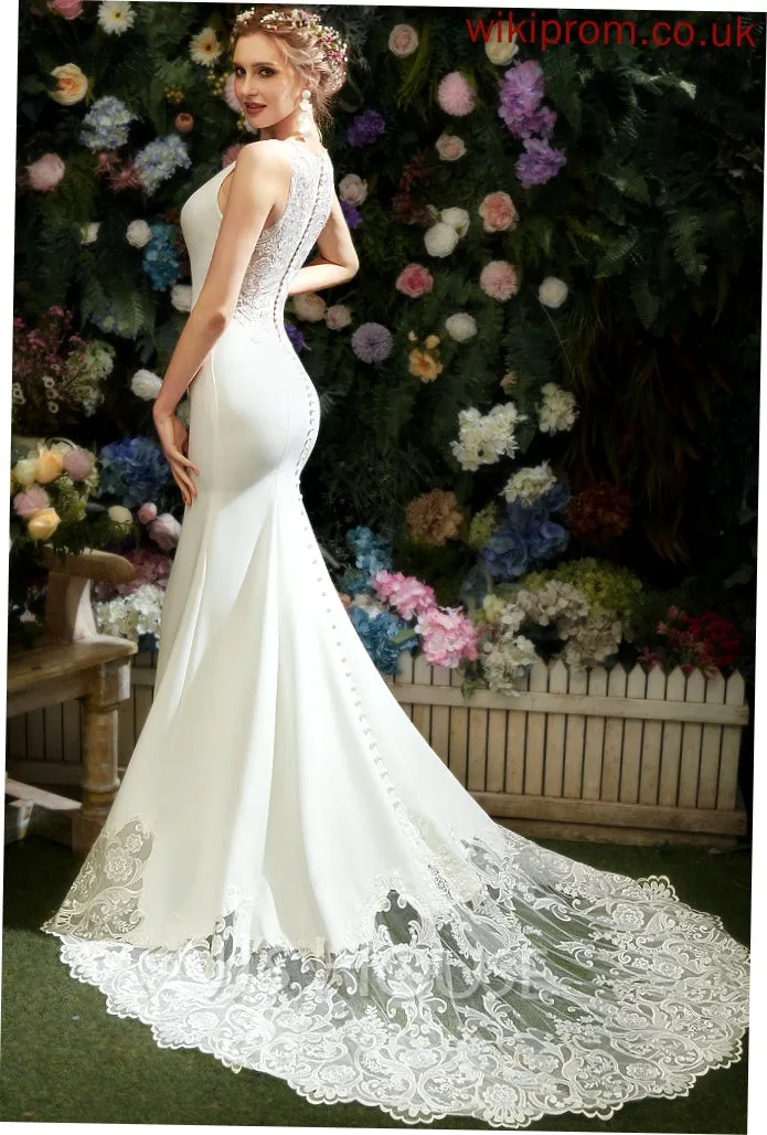 Lace Alessandra Chapel Wedding Dress Train Trumpet/Mermaid With Wedding Dresses V-neck