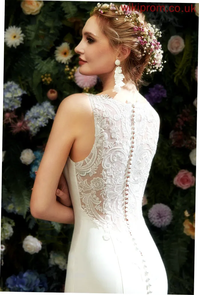 Lace Alessandra Chapel Wedding Dress Train Trumpet/Mermaid With Wedding Dresses V-neck