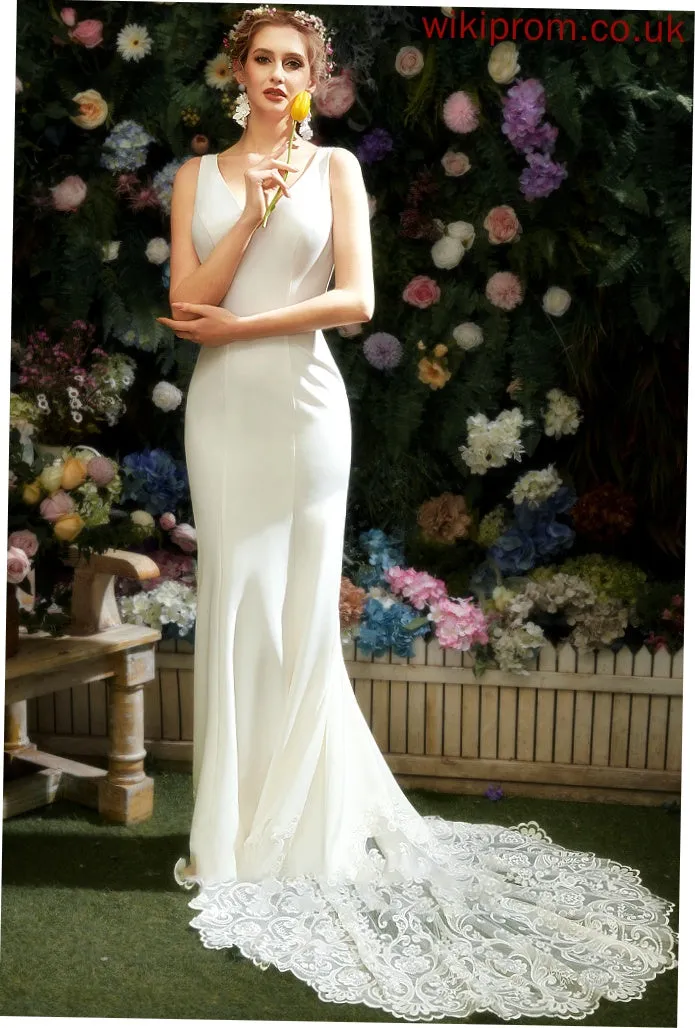 Lace Alessandra Chapel Wedding Dress Train Trumpet/Mermaid With Wedding Dresses V-neck