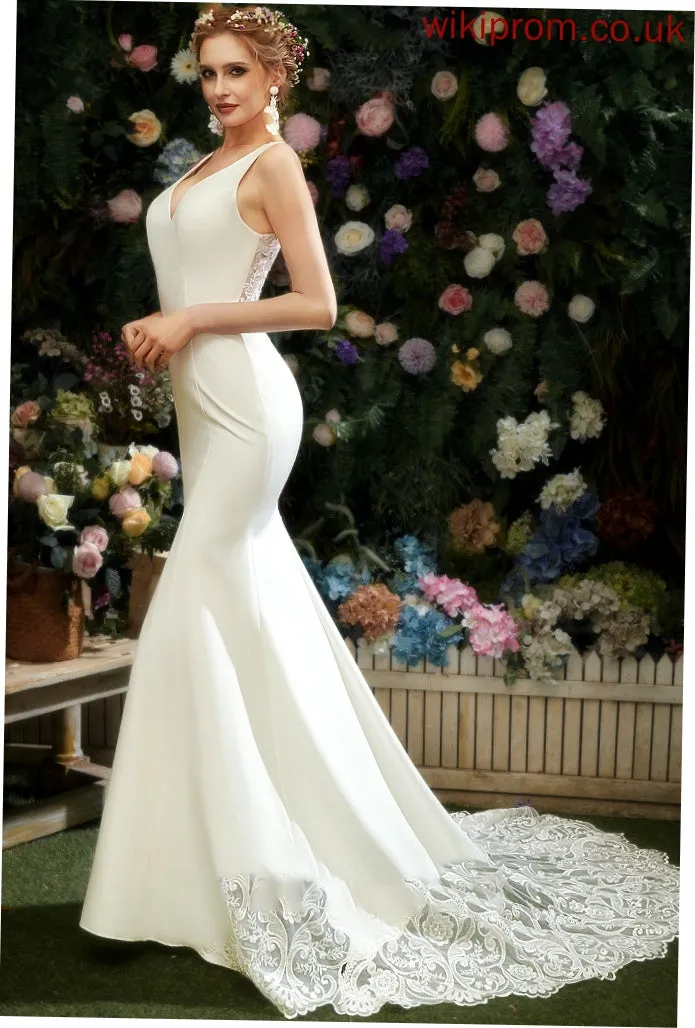 Lace Alessandra Chapel Wedding Dress Train Trumpet/Mermaid With Wedding Dresses V-neck