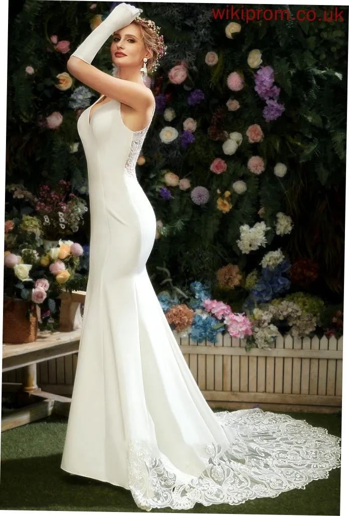 Lace Alessandra Chapel Wedding Dress Train Trumpet/Mermaid With Wedding Dresses V-neck