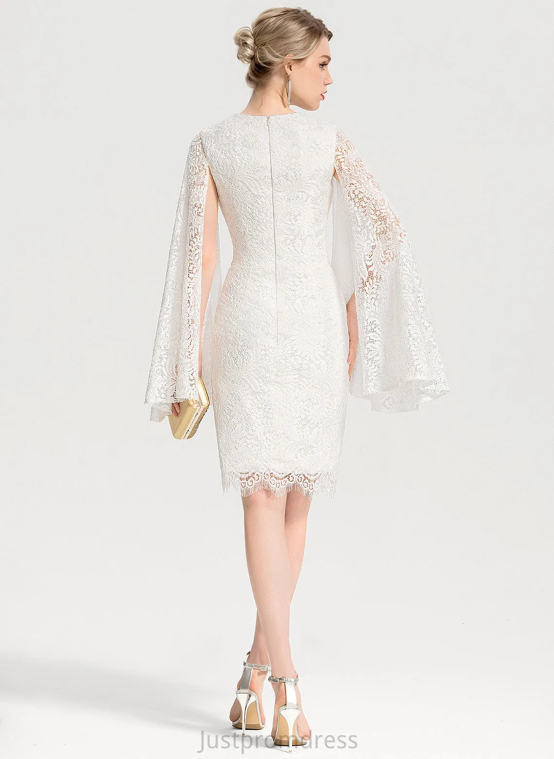 Lace Dress Scoop Knee-Length Sheath/Column Neck Jaidyn Wedding Wedding Dresses