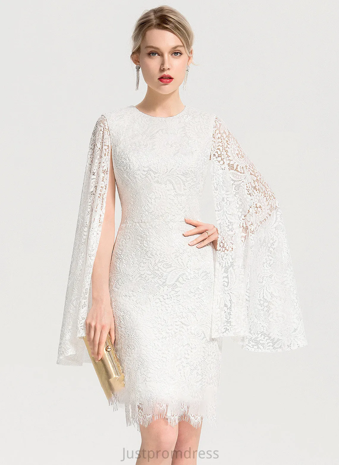 Lace Dress Scoop Knee-Length Sheath/Column Neck Jaidyn Wedding Wedding Dresses