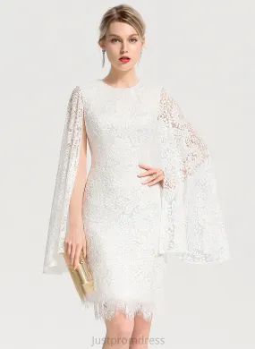 Lace Dress Scoop Knee-Length Sheath/Column Neck Jaidyn Wedding Wedding Dresses