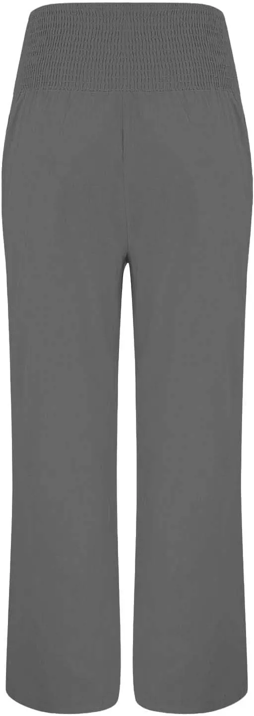 Linen Pants for Women Wide Leg Palazzo High Waisted Casual Flowy Summer Trousers Beach Comfortable Womens Pants