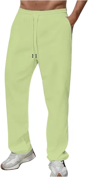 Linen Pants Men Slim Fit Drawstring Elastic Waist Trousers Summer Comfortable Beach Pants with Pockets Full Length