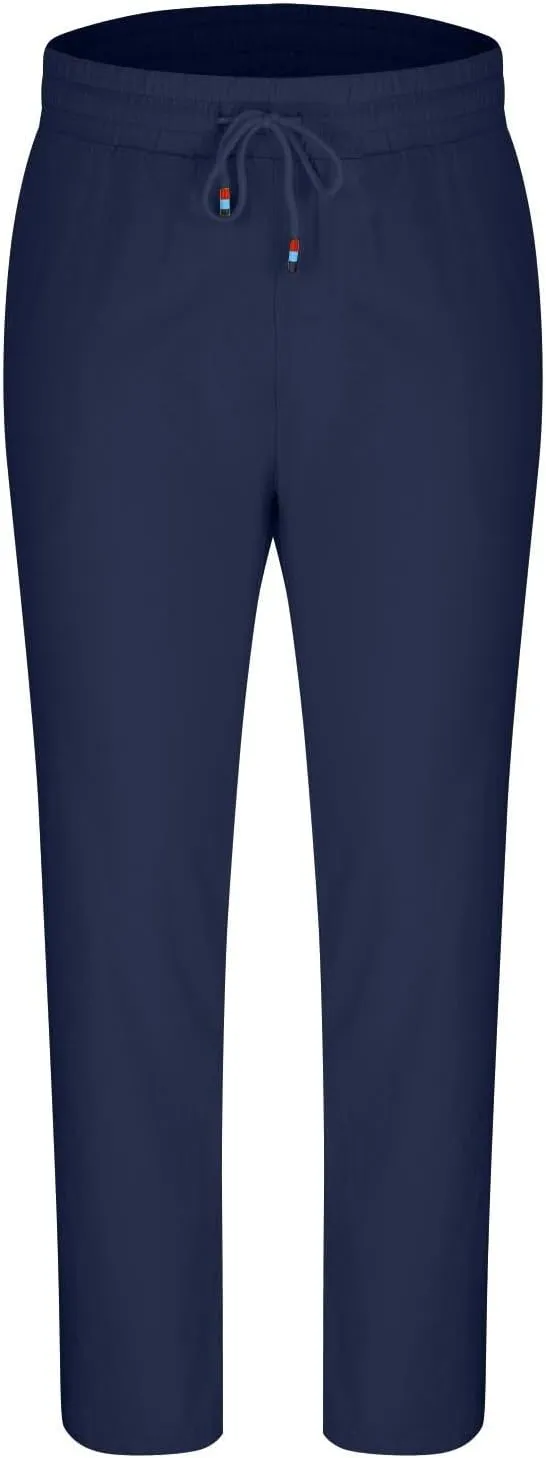Linen Pants Men Slim Fit Drawstring Elastic Waist Trousers Summer Comfortable Beach Pants with Pockets Full Length