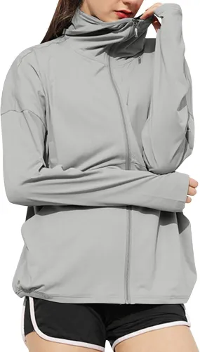 Long Sleeve Sun Protection Shirts for Women Zip Up Lightweight UPF 50  Hoodie Summer UV Protect Athletic Jacket