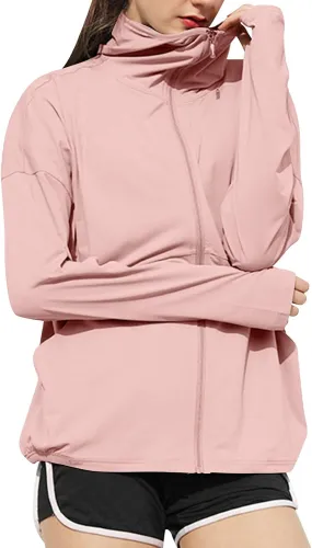 Long Sleeve Sun Protection Shirts for Women Zip Up Lightweight UPF 50  Hoodie Summer UV Protect Athletic Jacket