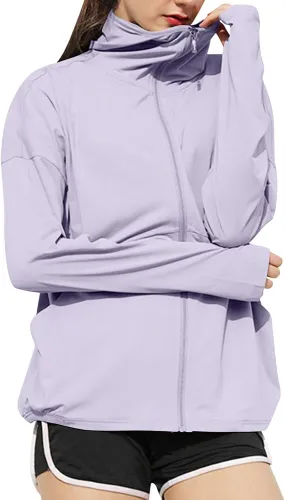 Long Sleeve Sun Protection Shirts for Women Zip Up Lightweight UPF 50  Hoodie Summer UV Protect Athletic Jacket