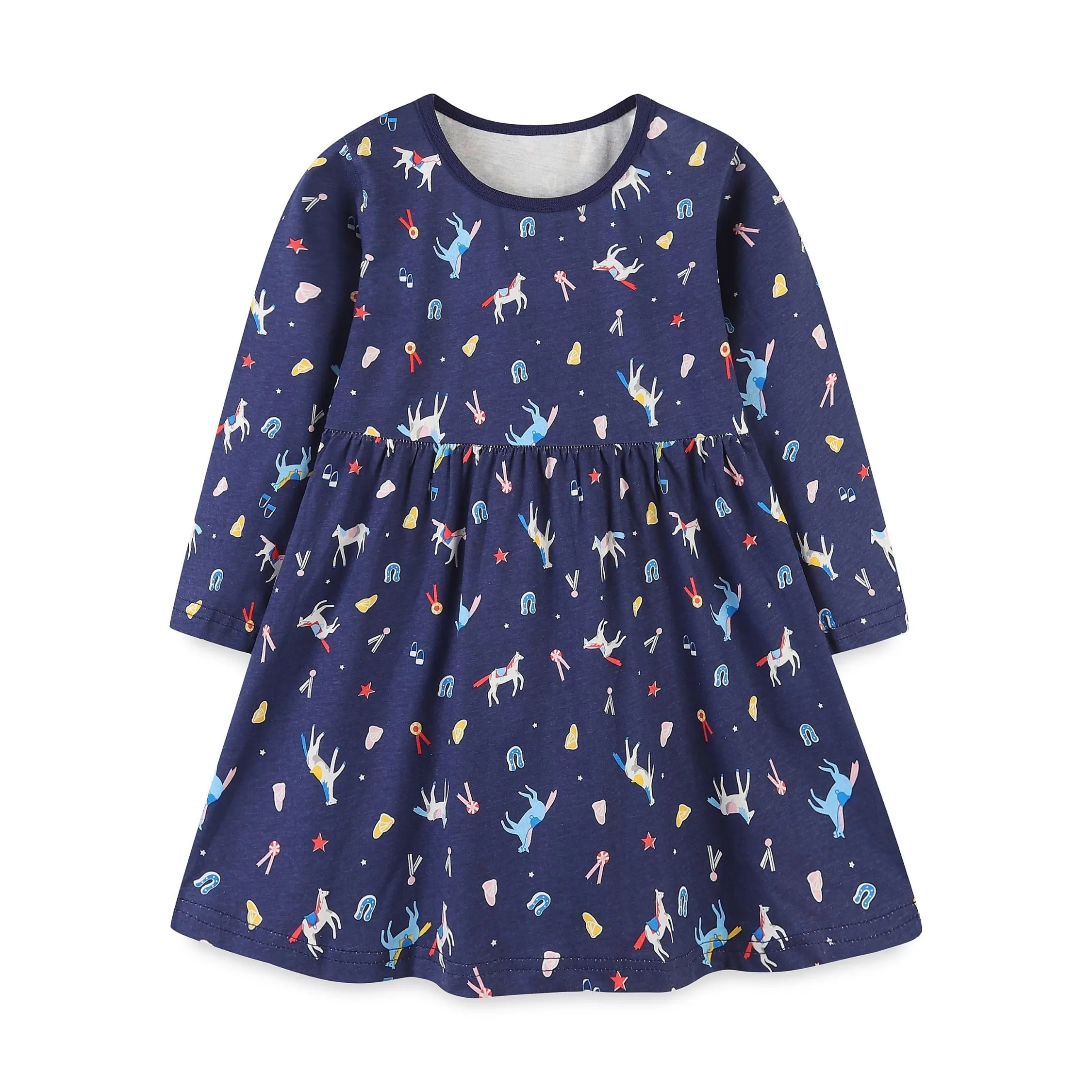 Magical Steed Print Dress        (Blue)