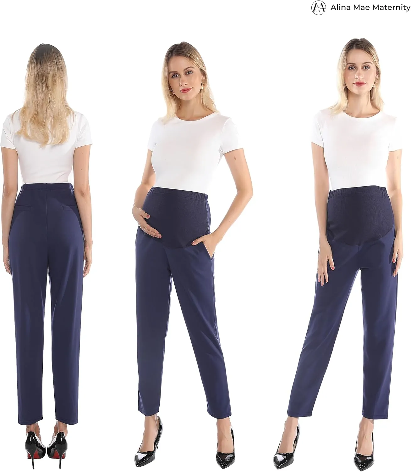 Maternity Pants Comfortable Stretch Over-Bump Women Pregnancy Casual Capris for Work