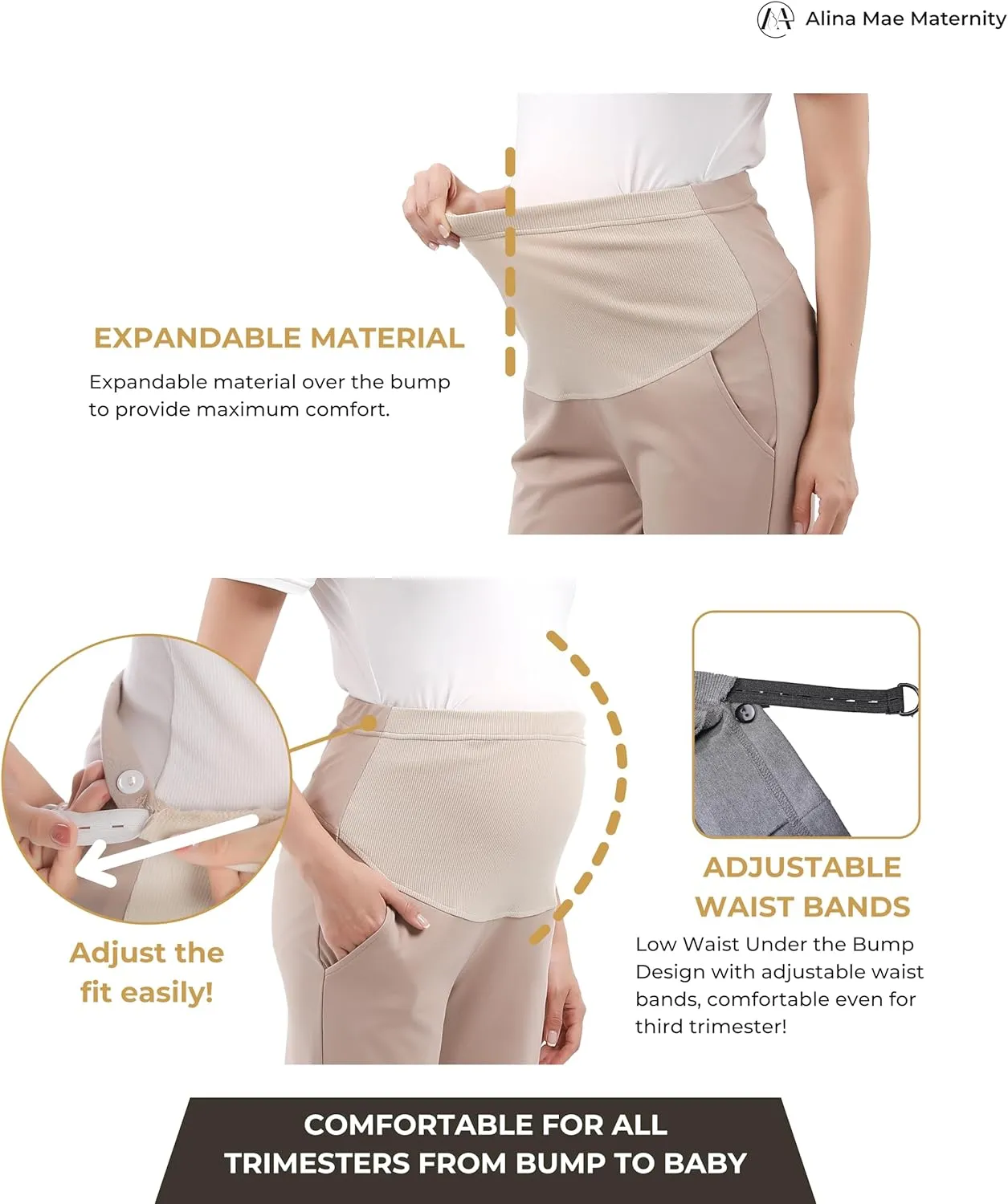 Maternity Pants Comfortable Stretch Over-Bump Women Pregnancy Casual Capris for Work