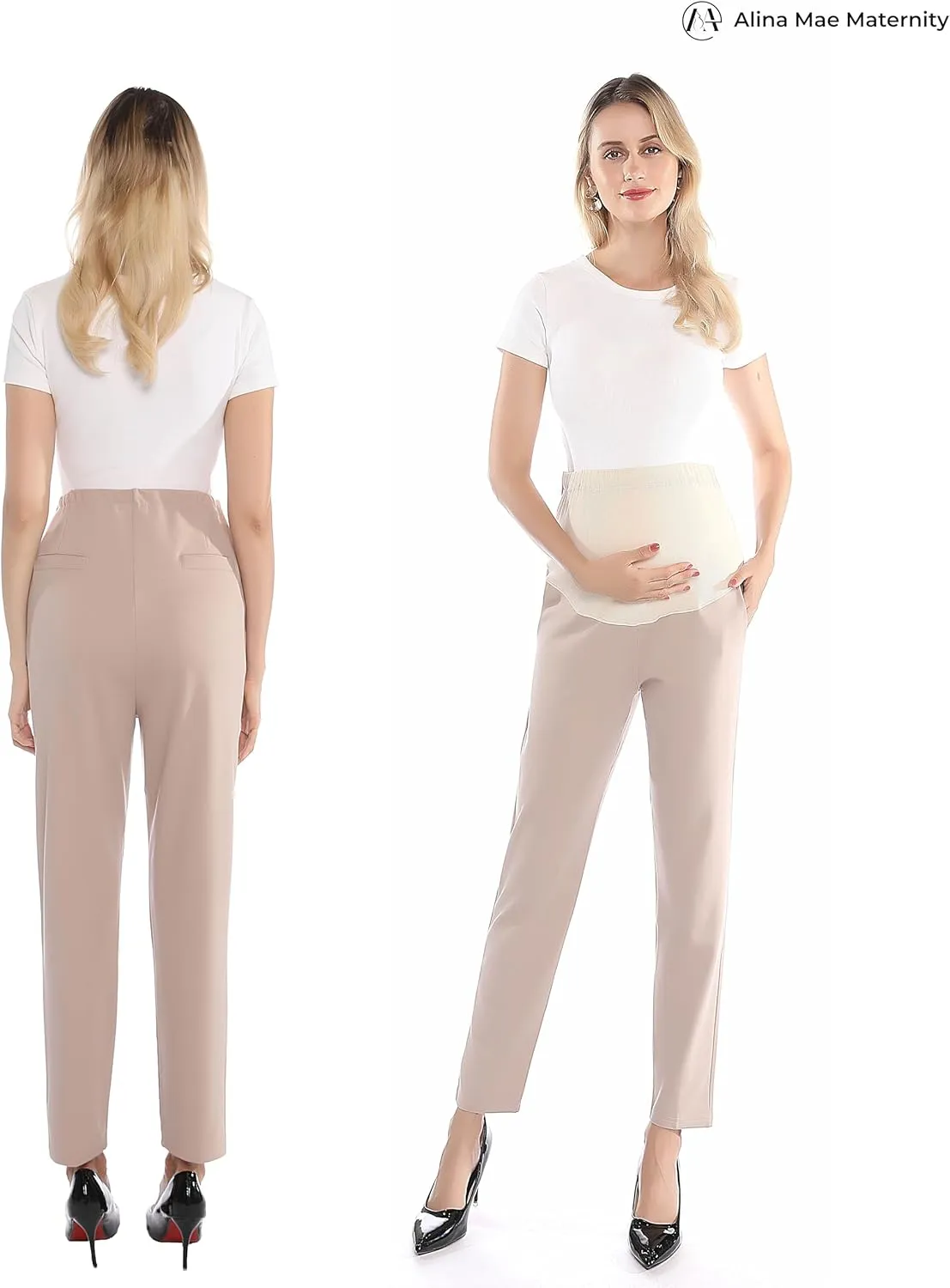 Maternity Pants Comfortable Stretch Over-Bump Women Pregnancy Casual Capris for Work