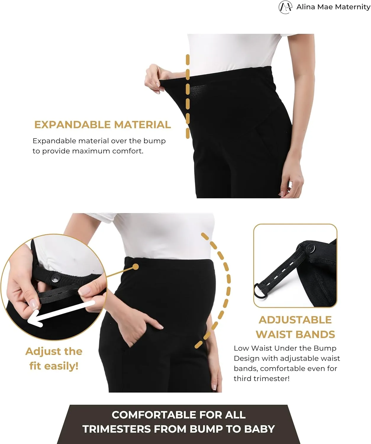 Maternity Pants Comfortable Stretch Over-Bump Women Pregnancy Casual Capris for Work