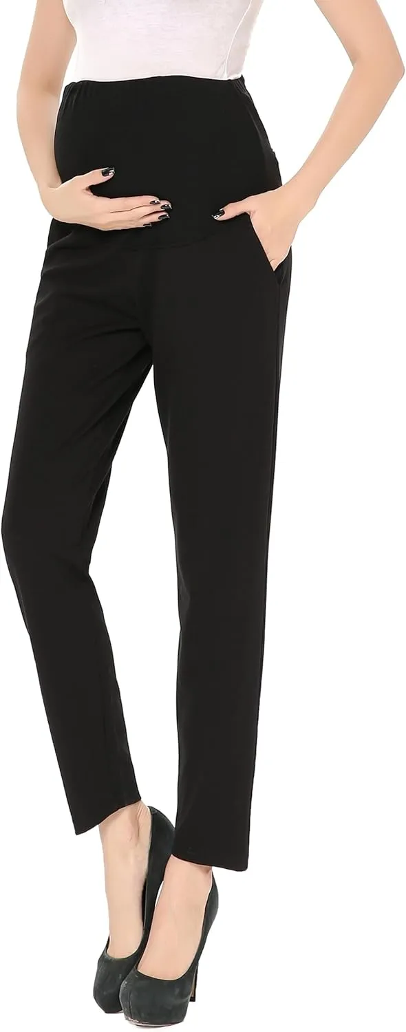 Maternity Pants Comfortable Stretch Over-Bump Women Pregnancy Casual Capris for Work
