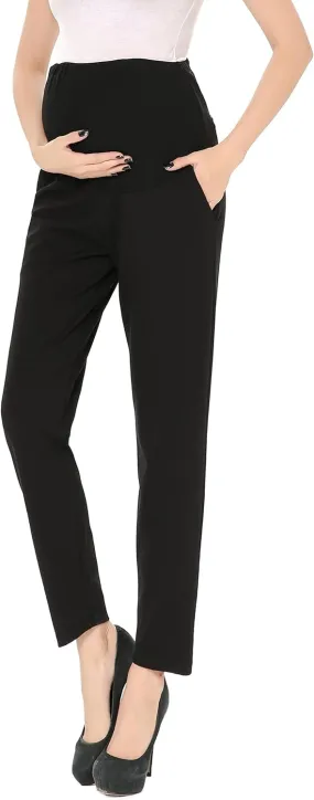 Maternity Pants Comfortable Stretch Over-Bump Women Pregnancy Casual Capris for Work